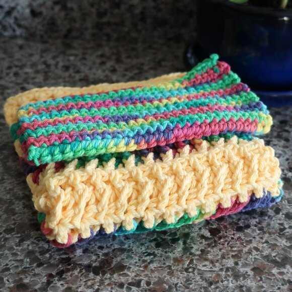 Multicolored Crochet Dish Drying Mats 100% Cotton Kitchen - Picture 12 of 15
